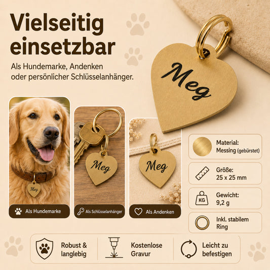 Hart dog tag gratis op maat gemaakt en gegraveerd