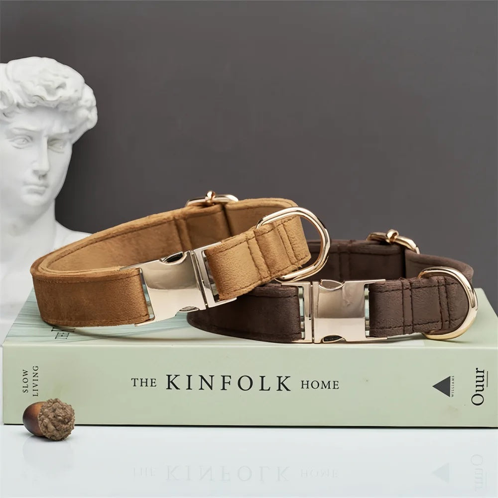 Gepersonaliseerde fluwelen hondenhalsband "Emilia" met gravure – Verstelbaar & Elegant
