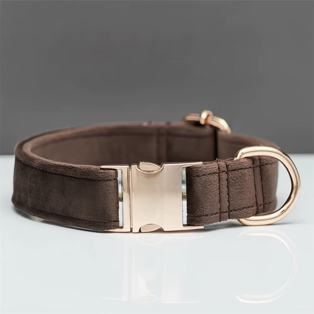 Gepersonaliseerde fluwelen hondenhalsband "Emilia" met gravure – Verstelbaar & Elegant