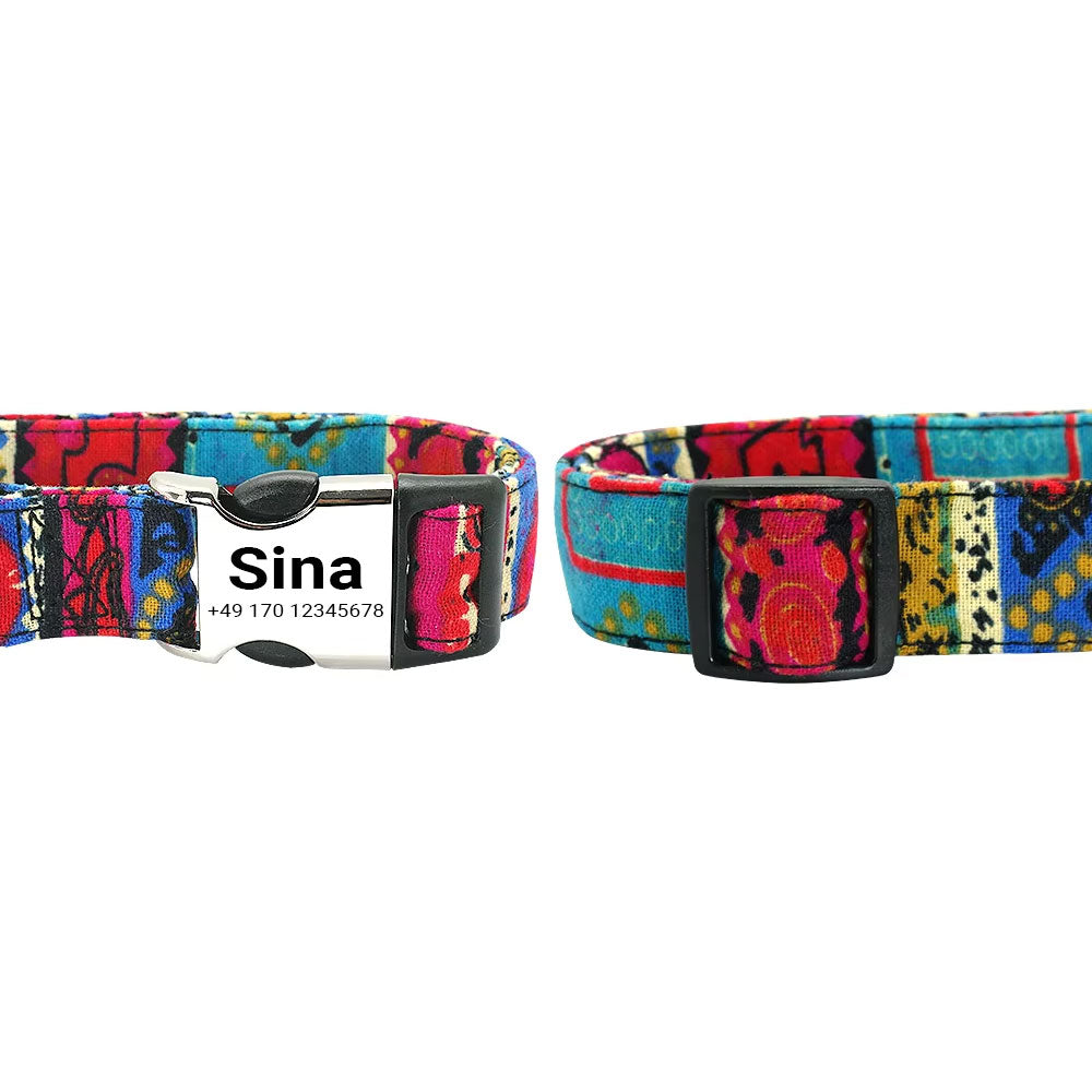 Hondenhalsband "Sina" - Gepersonaliseerd met naam & nummer | Verstelbaar, kleurrijk & robuust