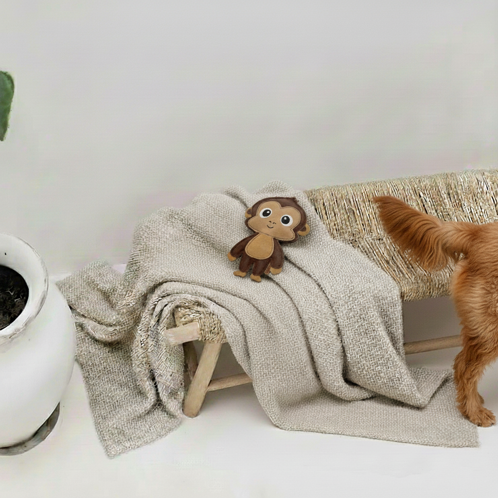 BUDDY. Hondenspeelgoed van leer "Aap"