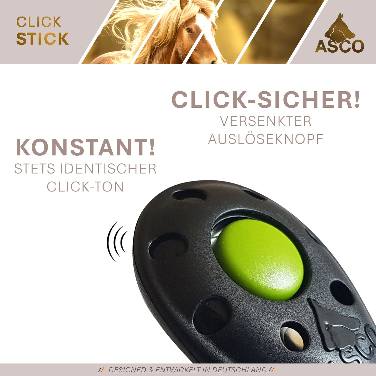 ASCO ClickStick - Richtstok met afneembare premium clicker - Richtstok voor hond kat clickertraining - Verlengbare richtstok met extra clicker - Richtstok voor richttraining