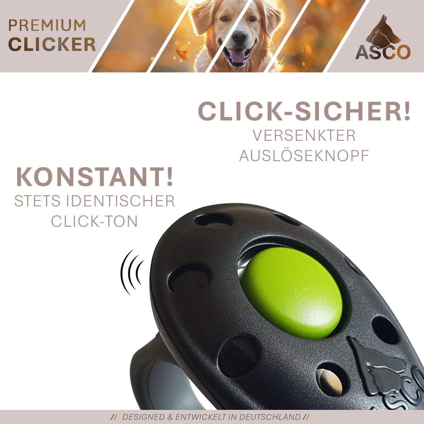 ASCO Finger Clicker - Clicker training premium clicker voor honden, katten, paarden