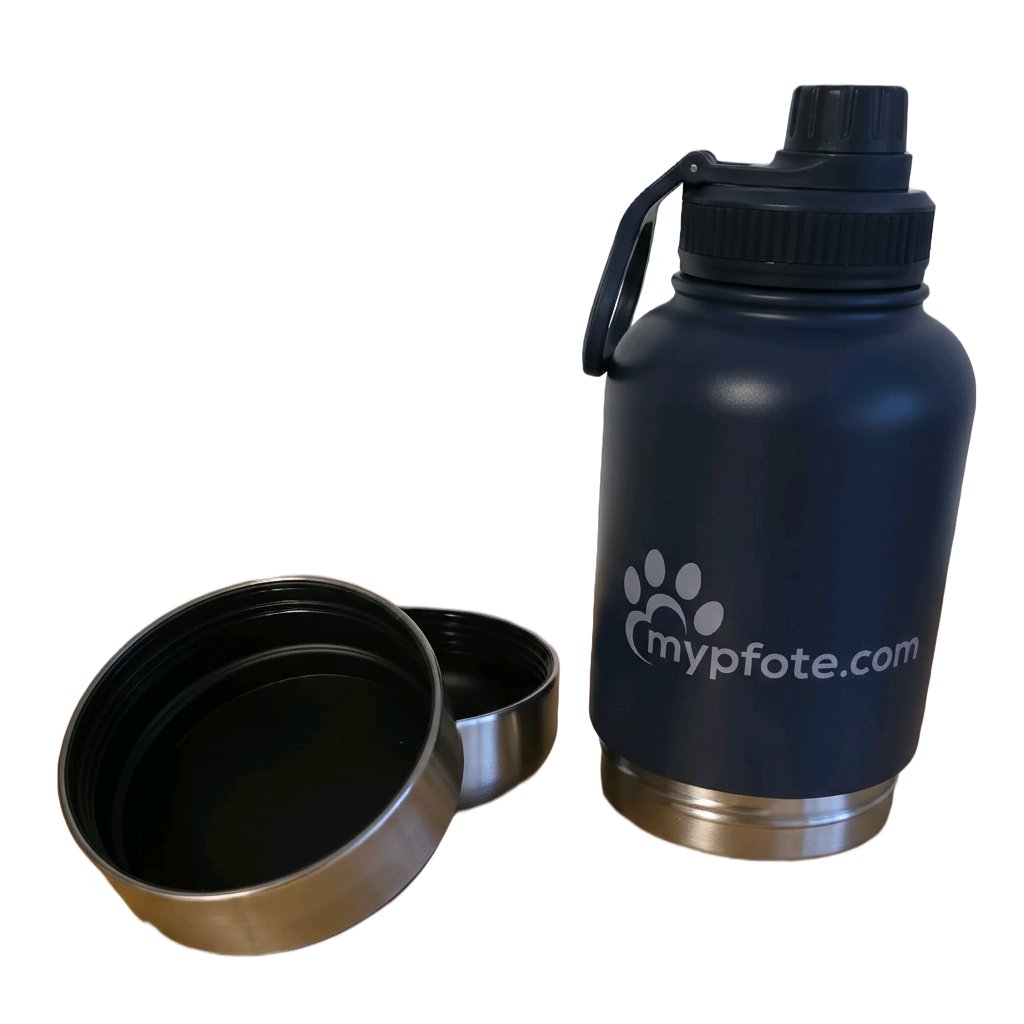 Honden drinkfles, 3-in-1 . Water & voedsel voor onderweg gemaakt van roestvrij staal, 950ml