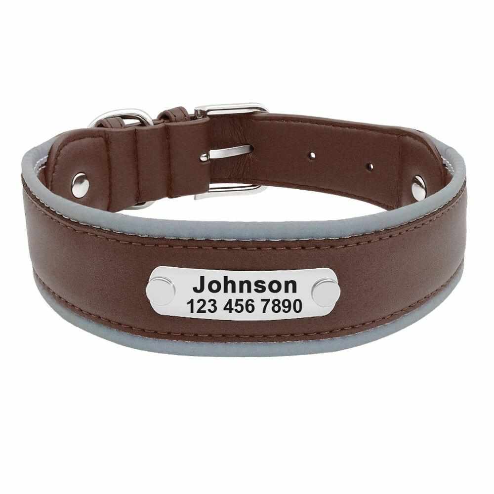 Extra breites personalisiertes Hundehalsband mit reflektierendem Rand
