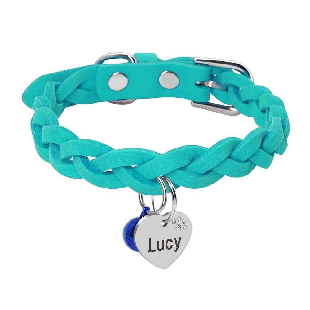 Geflochtenes Hundehalsband aus Wildleder personalisiert