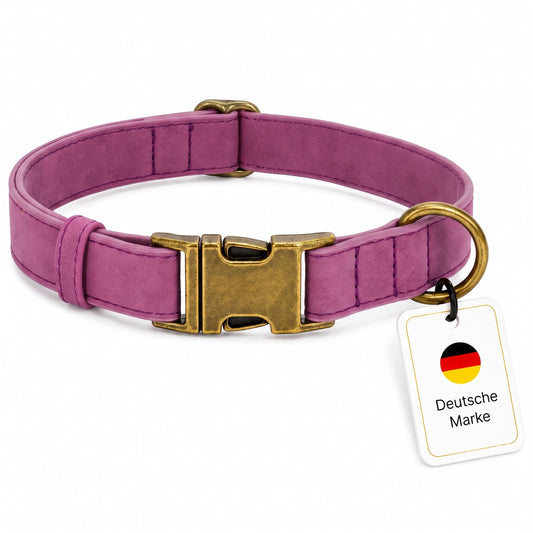 Elegante hondenhalsband in vintage-look met messing gesp en gratis gravure van naam en telefoonnummer