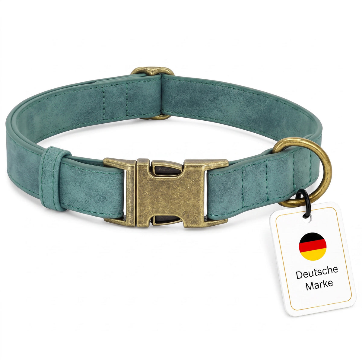 Elegante hondenhalsband in vintage-look met messing gesp en gratis gravure van naam en telefoonnummer