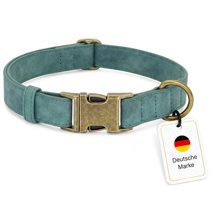 Elegante hondenhalsband in vintage-look met messing gesp en gratis gravure van naam en telefoonnummer