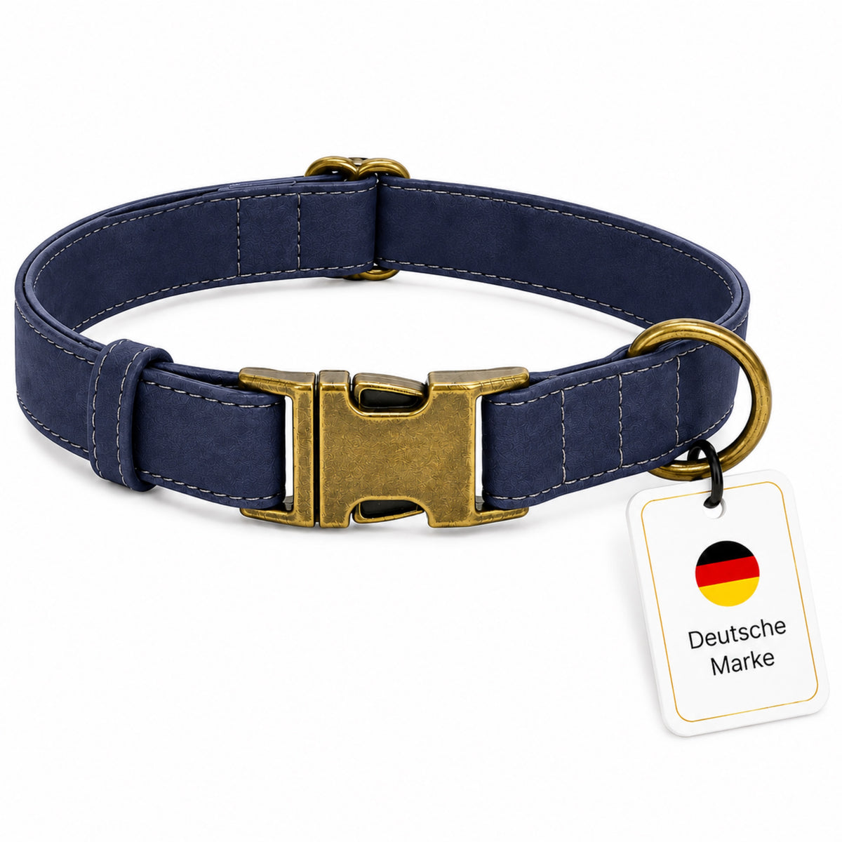 Elegante hondenhalsband in vintage-look met messing gesp en gratis gravure van naam en telefoonnummer