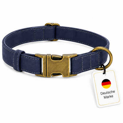 Elegante hondenhalsband in vintage-look met messing gesp en gratis gravure van naam en telefoonnummer
