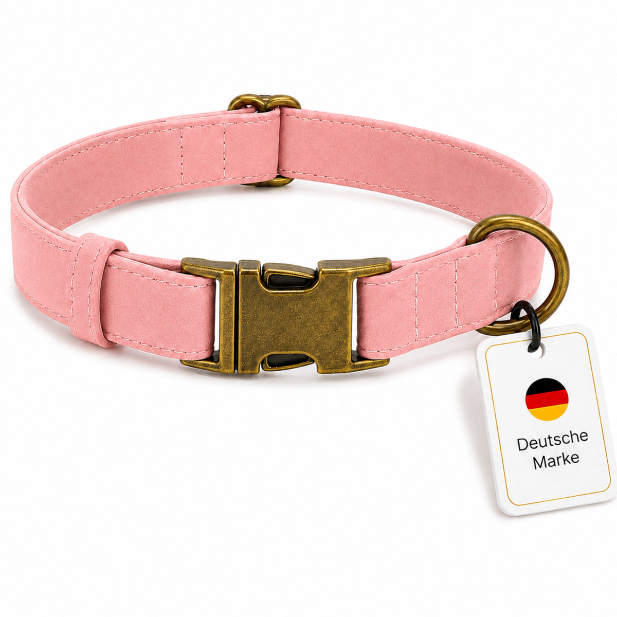 Elegante hondenhalsband in vintage-look met messing gesp en gratis gravure van naam en telefoonnummer