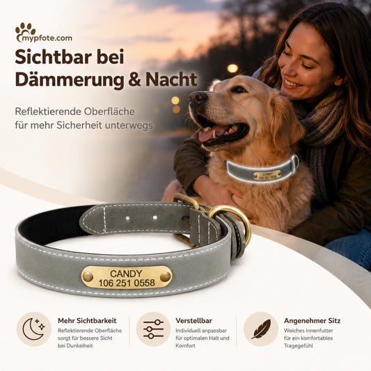 Mooie reflecterende hondenhalsband gegraveerd met naam