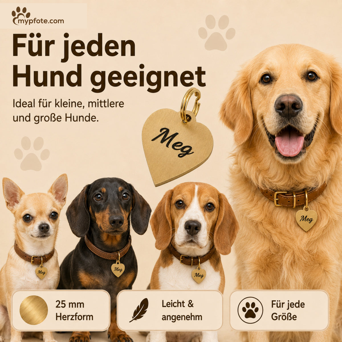 Hart dog tag gratis op maat gemaakt en gegraveerd
