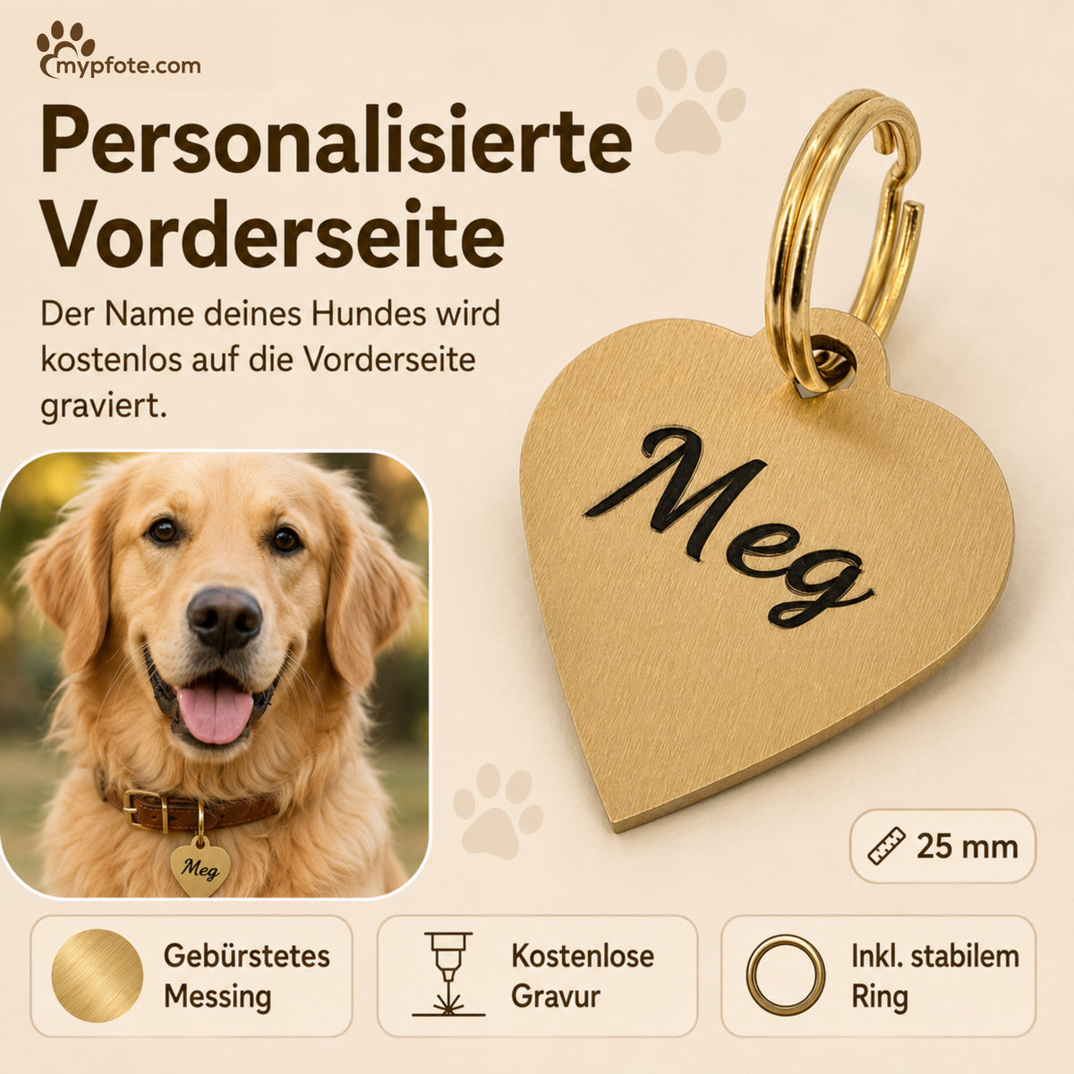 Hart dog tag gratis op maat gemaakt en gegraveerd