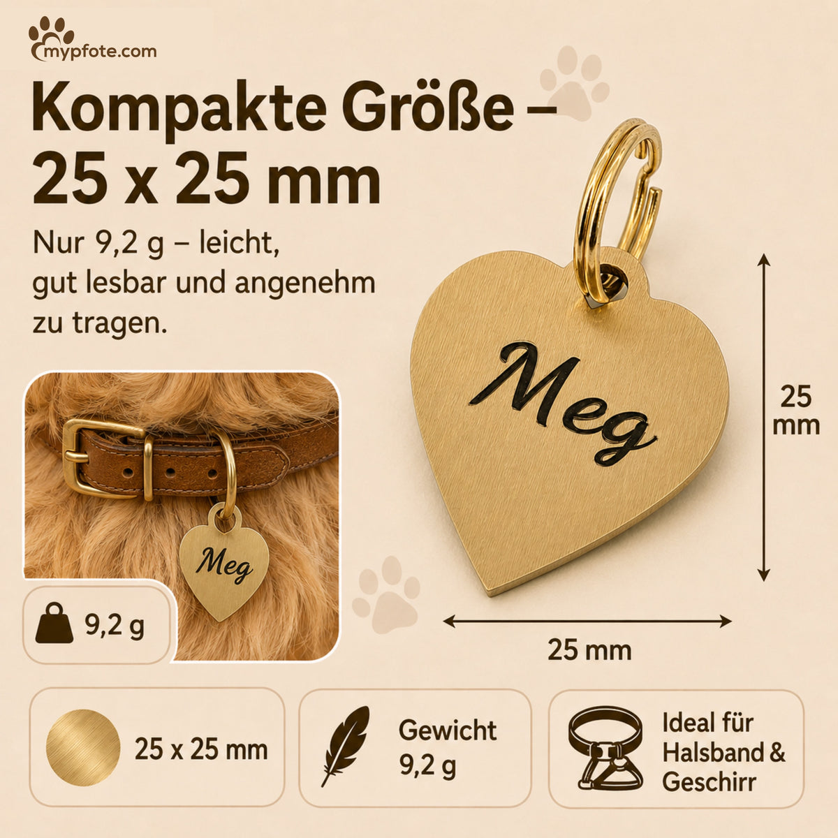 Hart dog tag gratis op maat gemaakt en gegraveerd