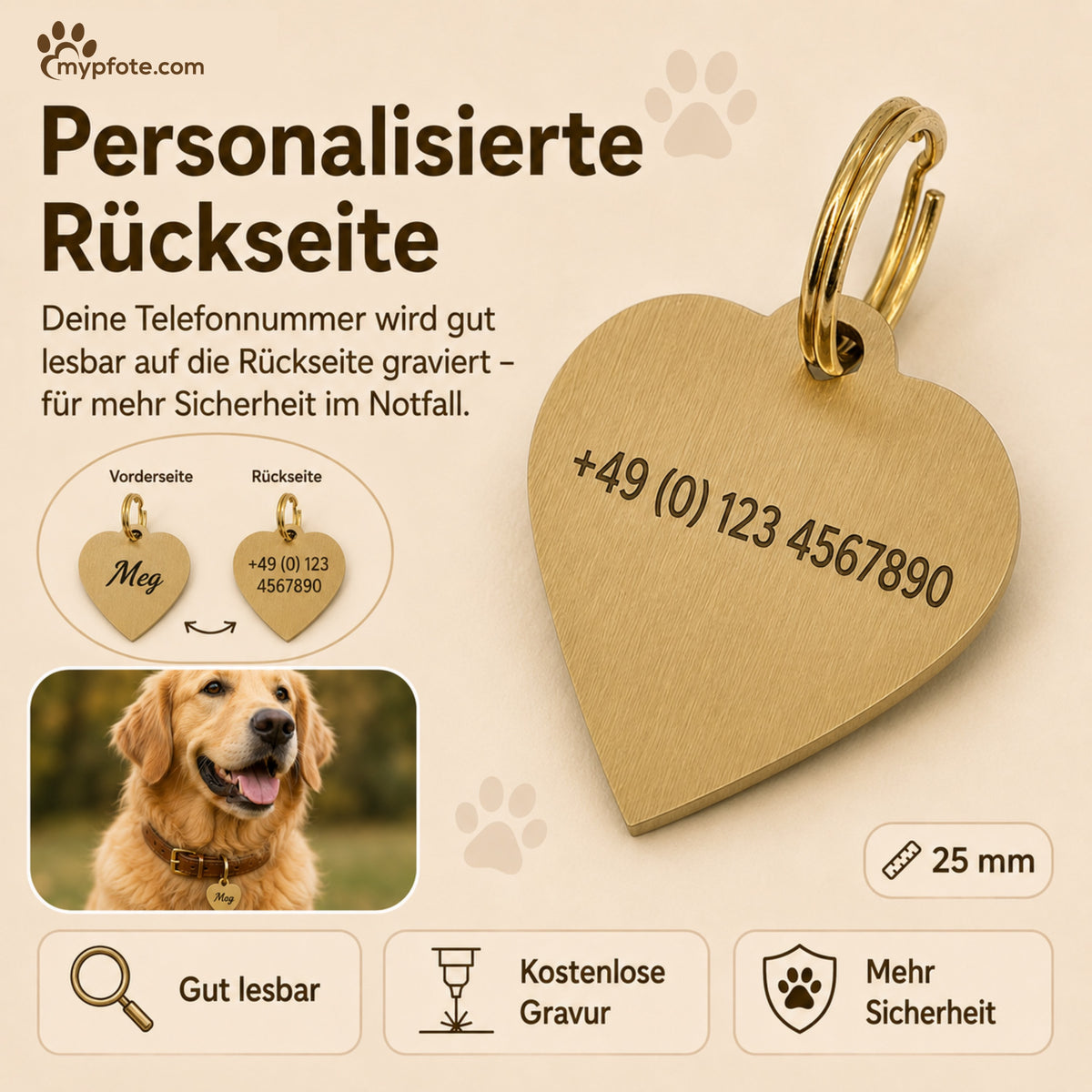 Hart dog tag gratis op maat gemaakt en gegraveerd