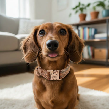Fino – Gepersonaliseerde nylon hondenhalsband met gravure | Naam & telefoonnummer | Robuust, comfortabel & individueel 