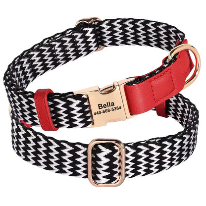 Gepersonaliseerde hondenhalsband Lovi van nylon & leer - Naam & telefoonnummer (S-L)