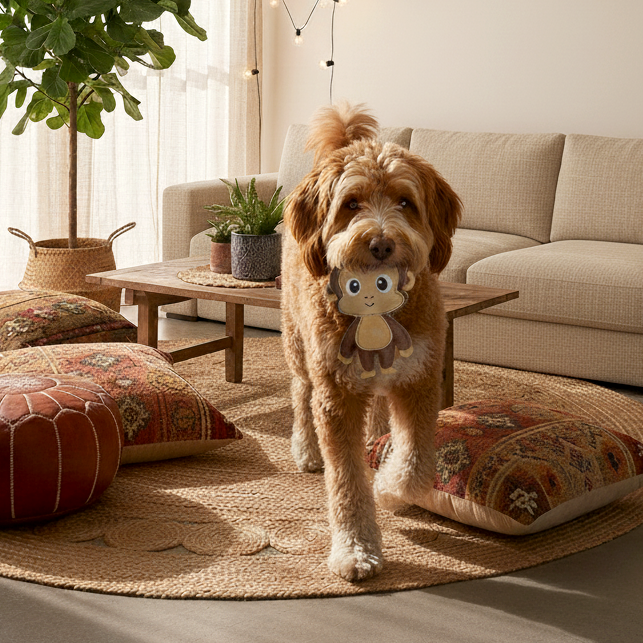 BUDDY. Hondenspeelgoed van leer "Aap" 