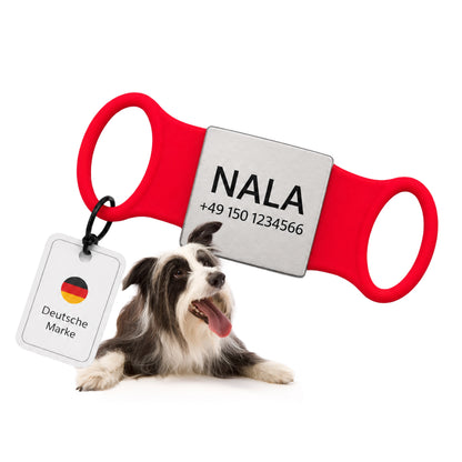 Rammelvrije dog tag siliconen schuifstuk met roestvrij stalen label voor halsbanden incl. GRATIS gravure