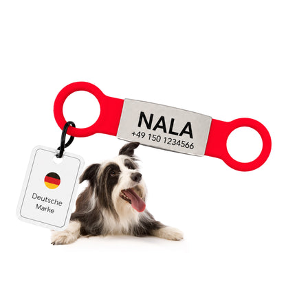 Rammelvrije dog tag siliconen schuifstuk met roestvrij stalen label voor halsbanden incl. GRATIS gravure