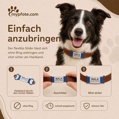 Rammelvrije dog tag siliconen schuifstuk met roestvrij stalen label voor halsbanden incl. GRATIS gravure
