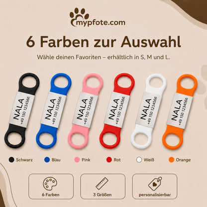 Rammelvrije dog tag siliconen schuifstuk met roestvrij stalen label voor halsbanden incl. GRATIS gravure