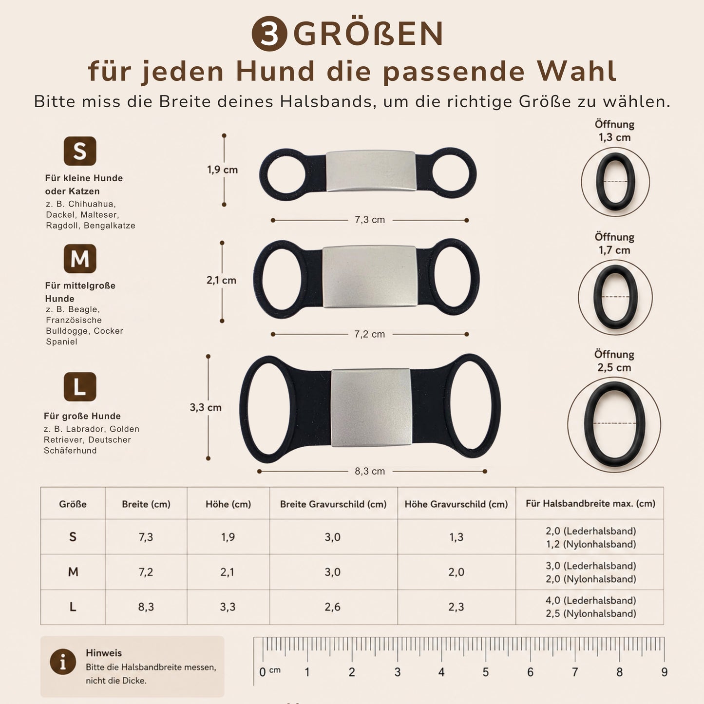 Rammelvrije dog tag siliconen schuifstuk met roestvrij stalen label voor halsbanden incl. GRATIS gravure