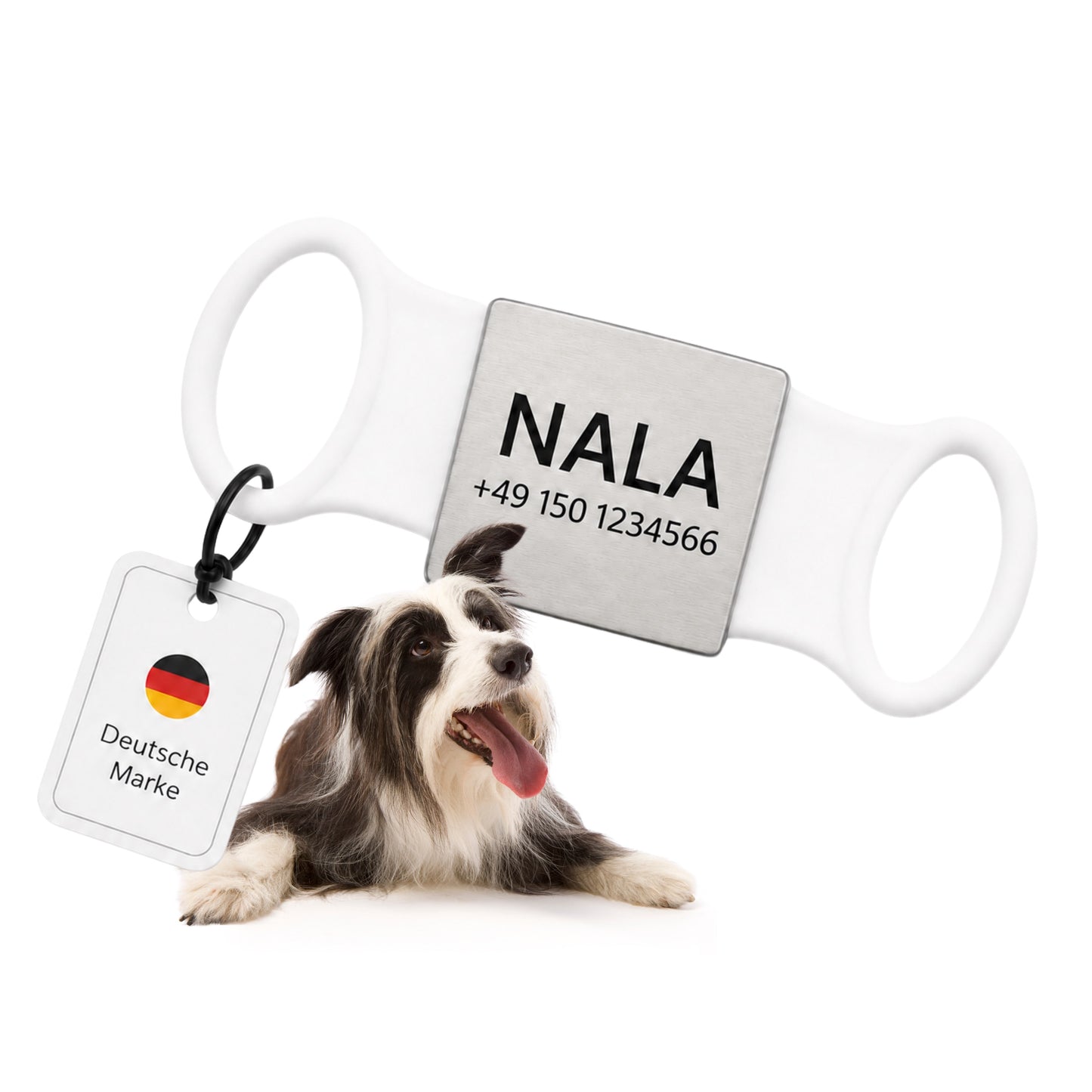 Rammelvrije dog tag siliconen schuifstuk met roestvrij stalen label voor halsbanden incl. GRATIS gravure