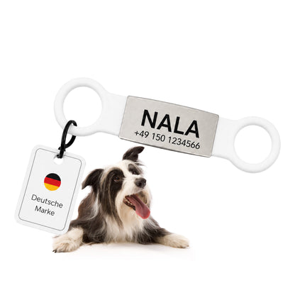 Rammelvrije dog tag siliconen schuifstuk met roestvrij stalen label voor halsbanden incl. GRATIS gravure