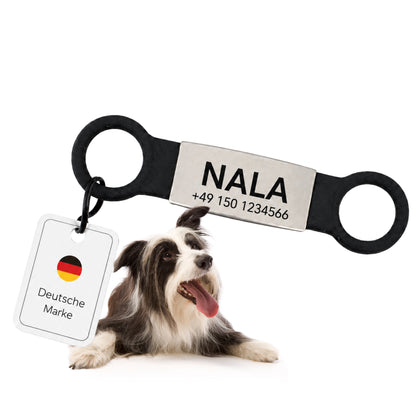 Rammelvrije dog tag siliconen schuifstuk met roestvrij stalen label voor halsbanden incl. GRATIS gravure
