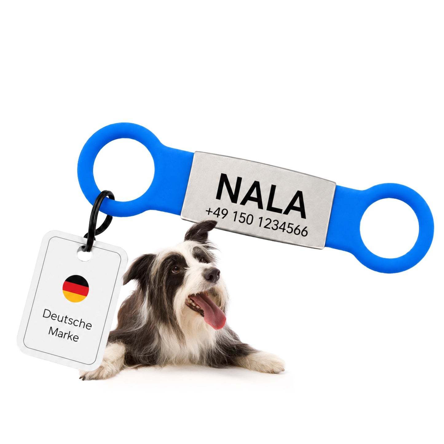 Rammelvrije dog tag siliconen schuifstuk met roestvrij stalen label voor halsbanden incl. GRATIS gravure