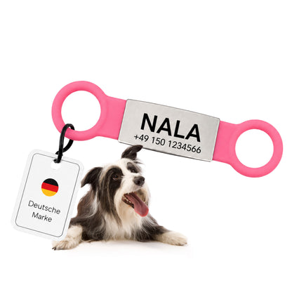 Rammelvrije dog tag siliconen schuifstuk met roestvrij stalen label voor halsbanden incl. GRATIS gravure