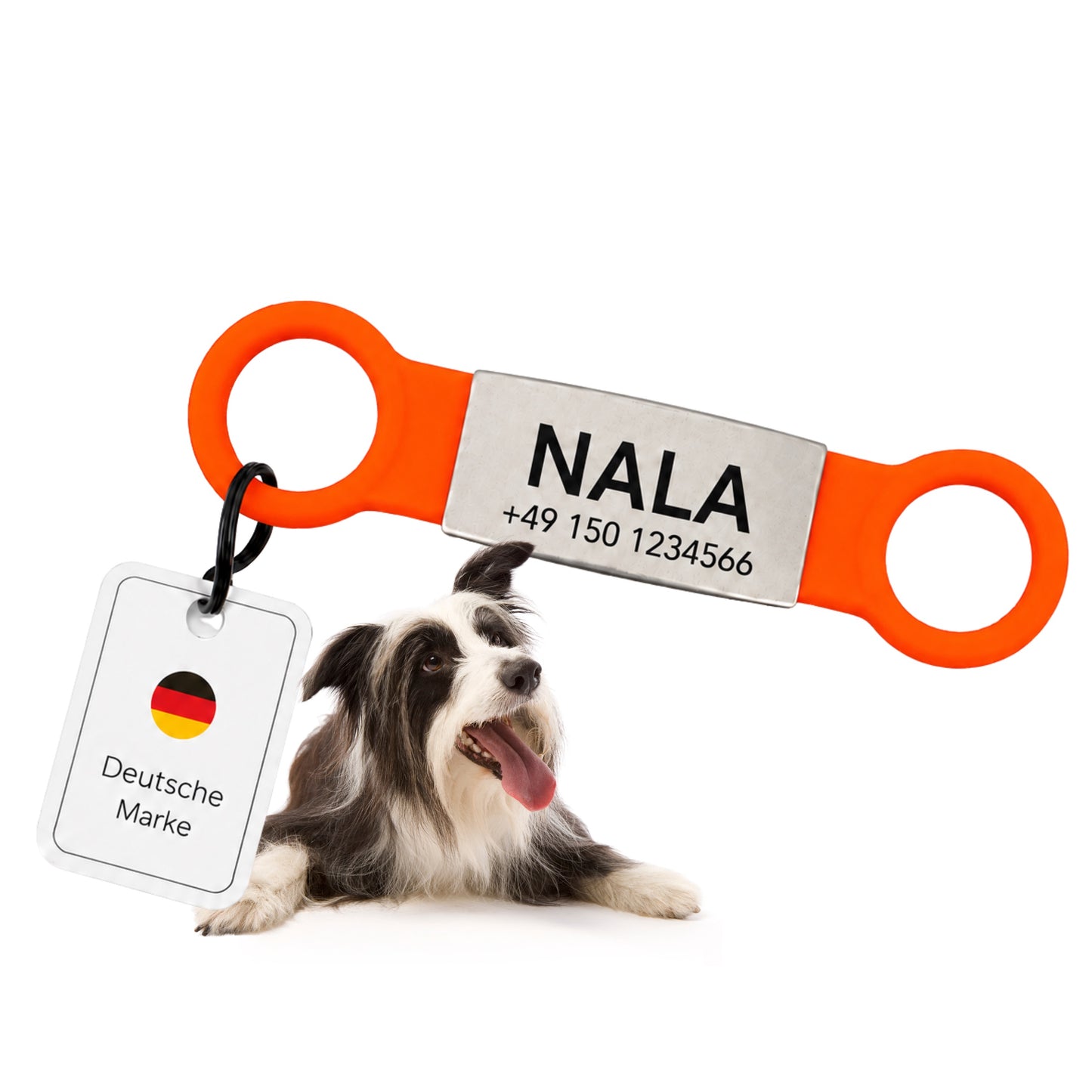 Rammelvrije dog tag siliconen schuifstuk met roestvrij stalen label voor halsbanden incl. GRATIS gravure