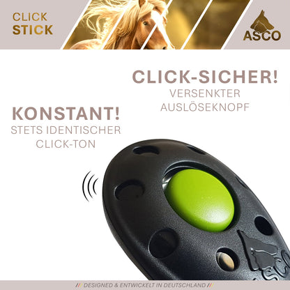 ASCO ClickStick - Richtstok met afneembare premium clicker - Richtstok voor hond kat clickertraining - Verlengbare richtstok met extra clicker - Richtstok voor richttraining