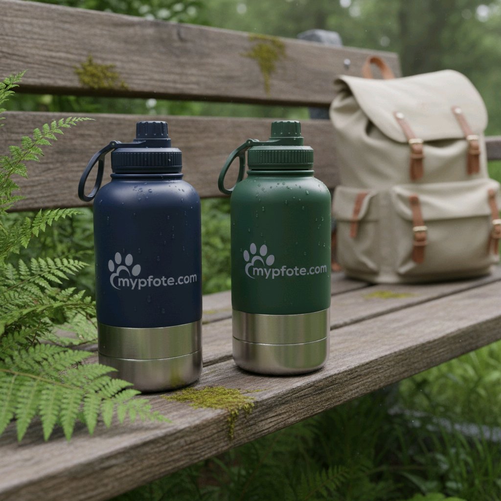 Honden drinkfles, 3-in-1 . Water & voedsel voor onderweg gemaakt van roestvrij staal, 950ml