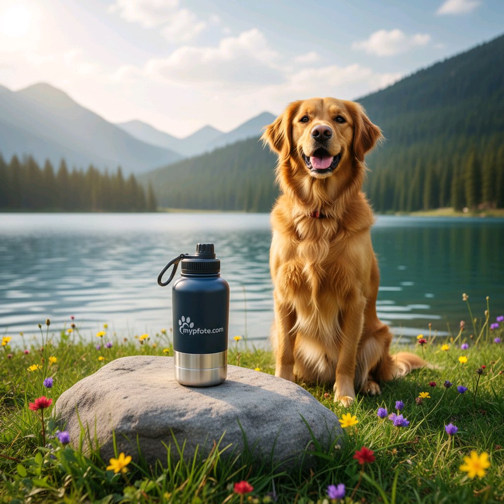 Honden drinkfles, 3-in-1 . Water & voedsel voor onderweg gemaakt van roestvrij staal, 950ml