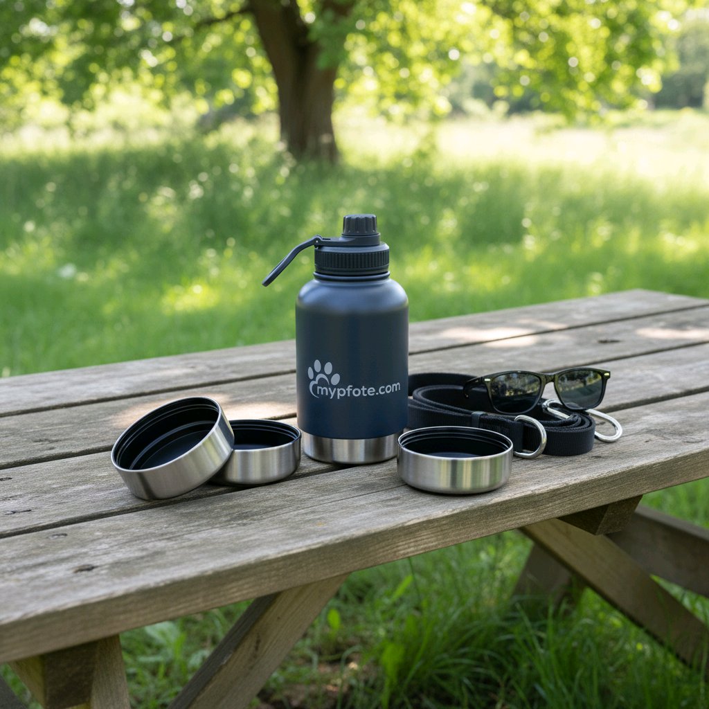 Honden drinkfles, 3-in-1 . Water & voedsel voor onderweg gemaakt van roestvrij staal, 950ml